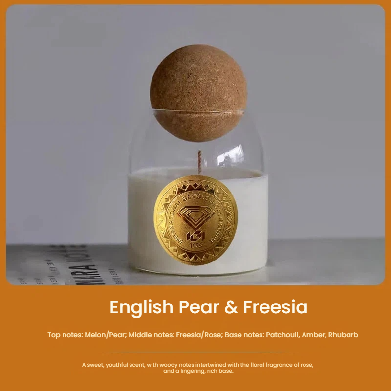 Spherical Cork Lid Glass Jar Scented Candle