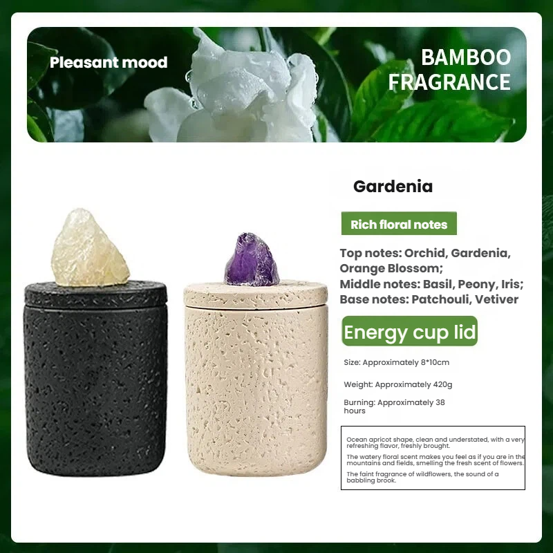 Vela de aromaterapia de cera de soja con cristales infundidos