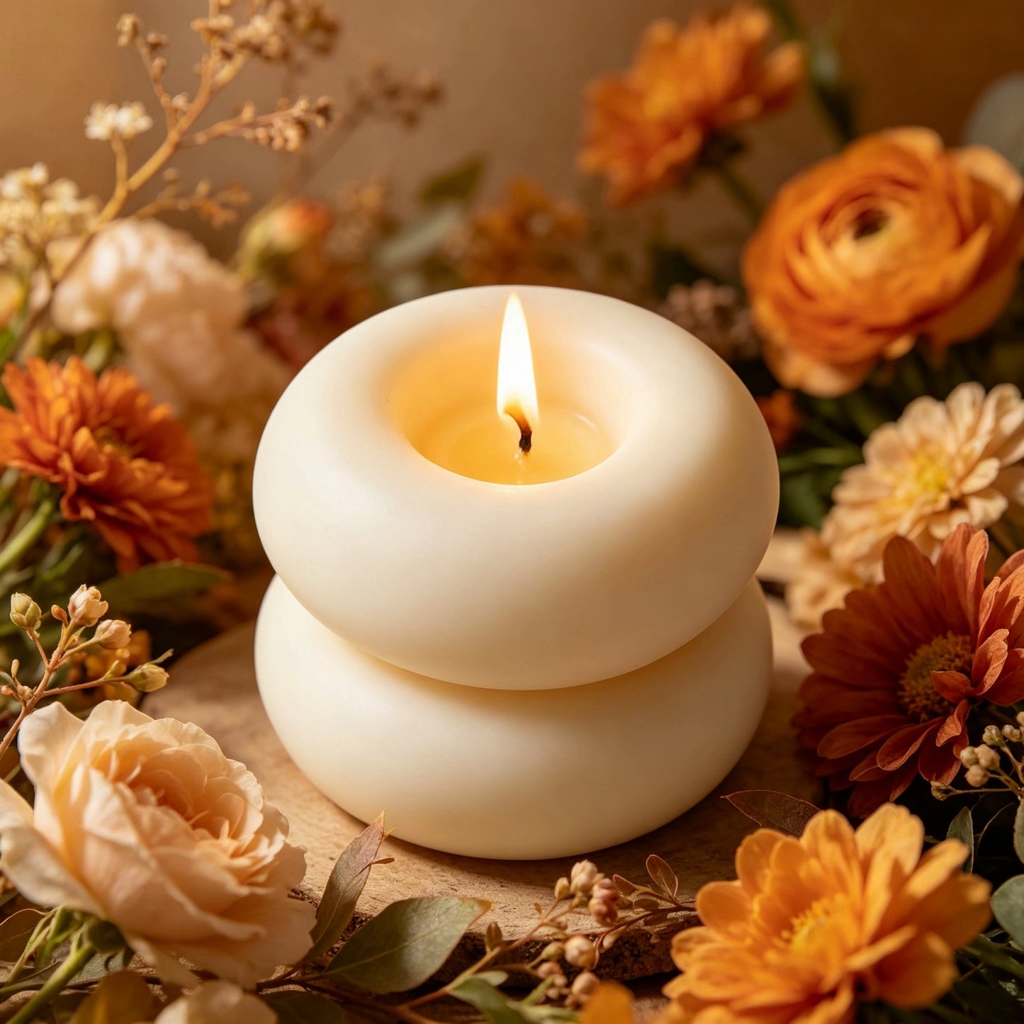 White Donut Shaped Scented Candle • INS Style