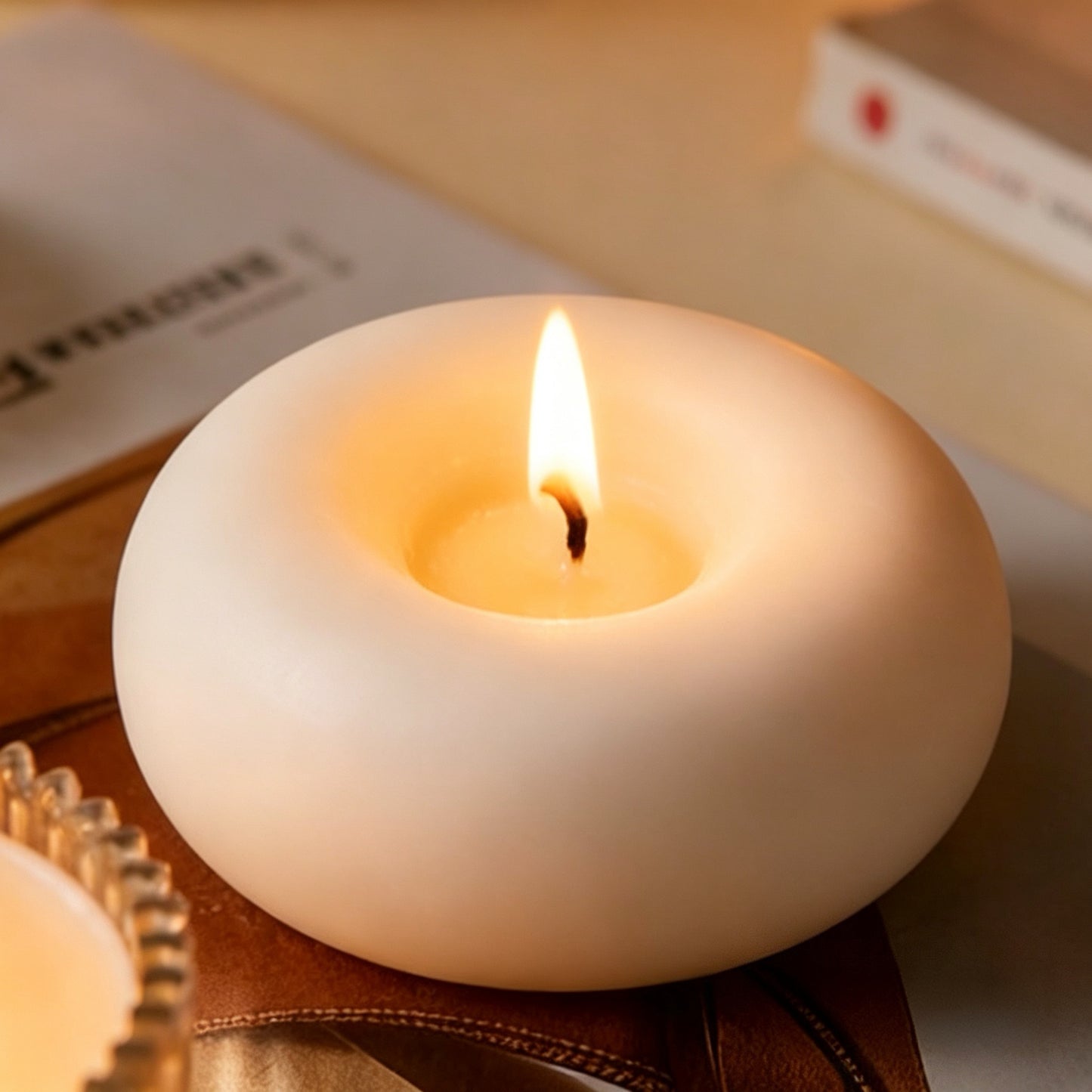 White Donut Shaped Scented Candle • INS Style