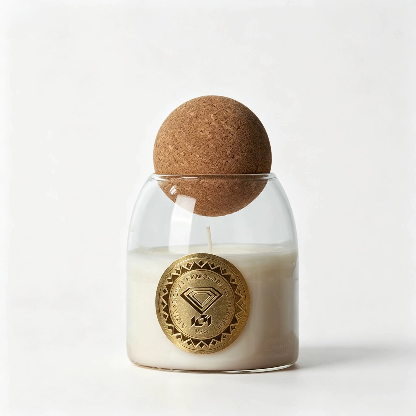 Spherical Cork Lid Glass Jar Scented Candle