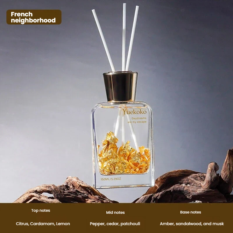 Difusor de varillas de lujo con láminas de oro