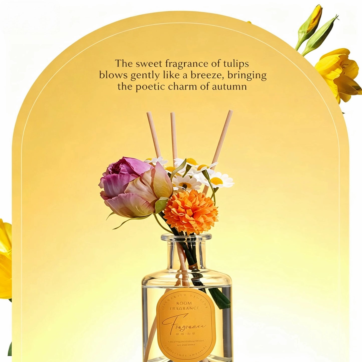 Blumenduft-Diffusor mit Stäbchen, flammenloser Raumduft mit getrockneten Blumen, luxuriöser Aromatherapie-Duft für Schlafzimmer und Wohnzimmer