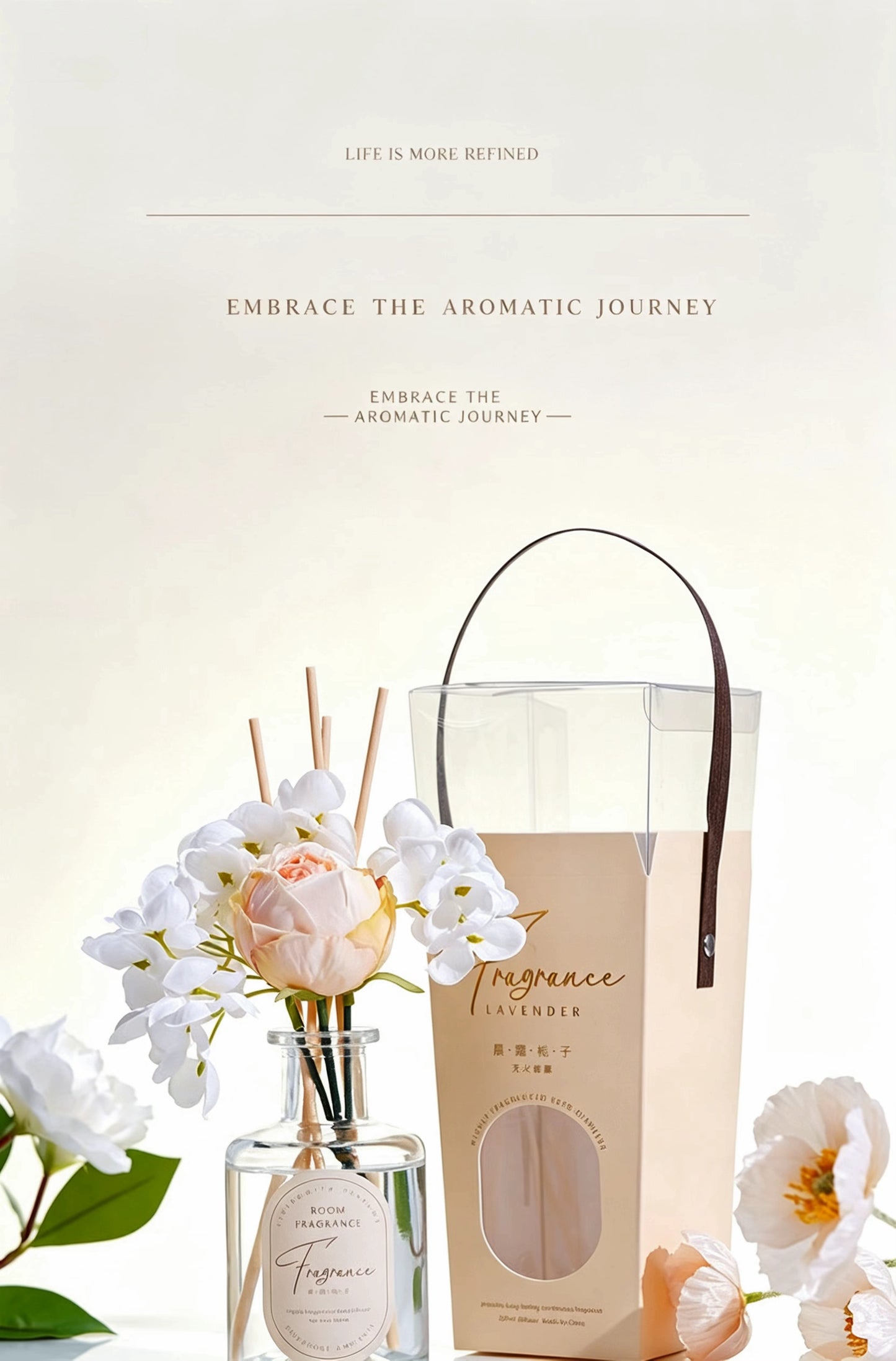 Blumenduft-Diffusor mit Stäbchen, flammenloser Raumduft mit getrockneten Blumen, luxuriöser Aromatherapie-Duft für Schlafzimmer und Wohnzimmer