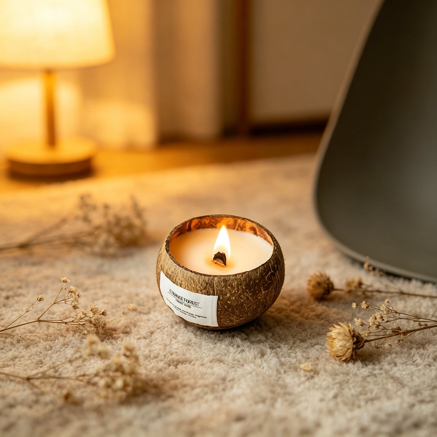 Duftkerze in Kokosnussschale | Aromatherapie-Kerze aus natürlichem Sojawachs