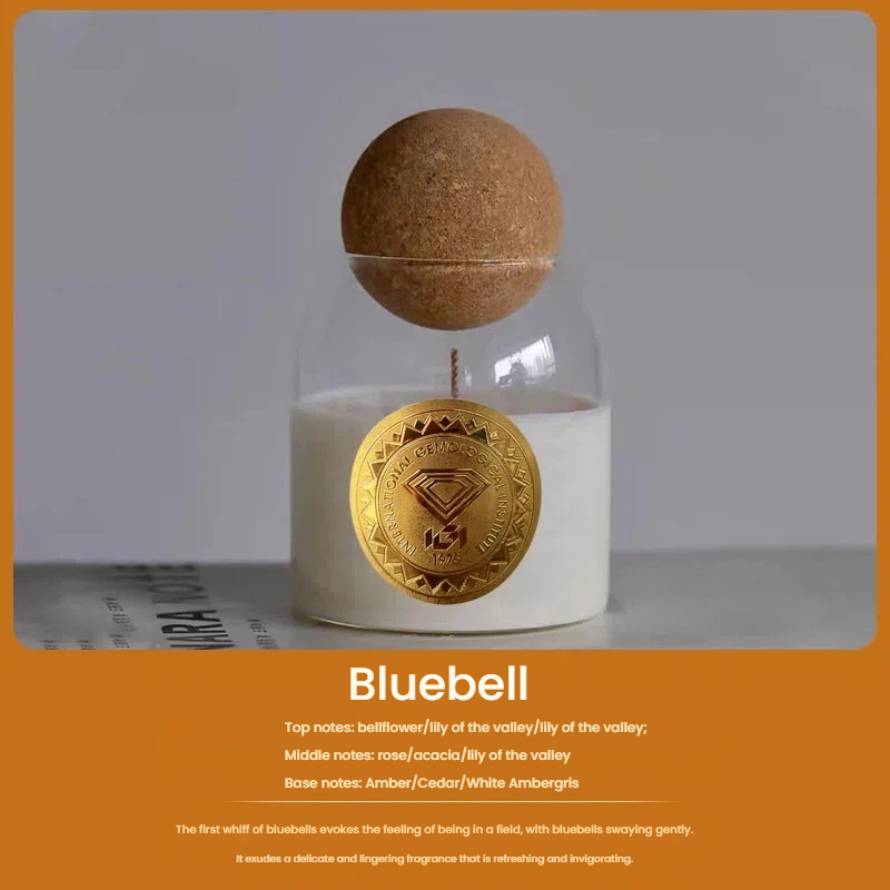 Spherical Cork Lid Glass Jar Scented Candle
