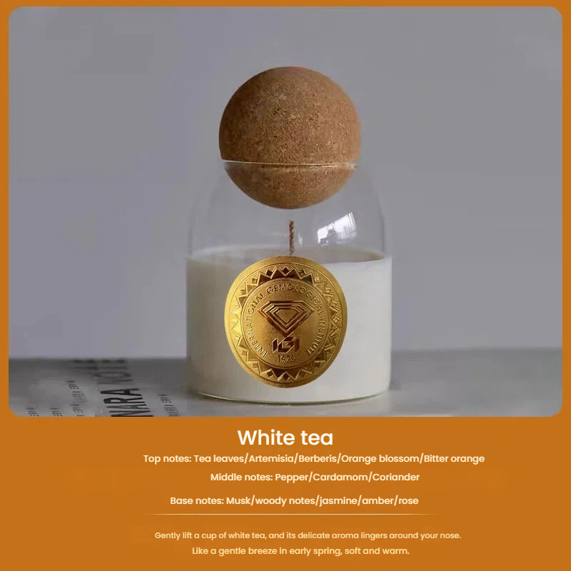 Spherical Cork Lid Glass Jar Scented Candle